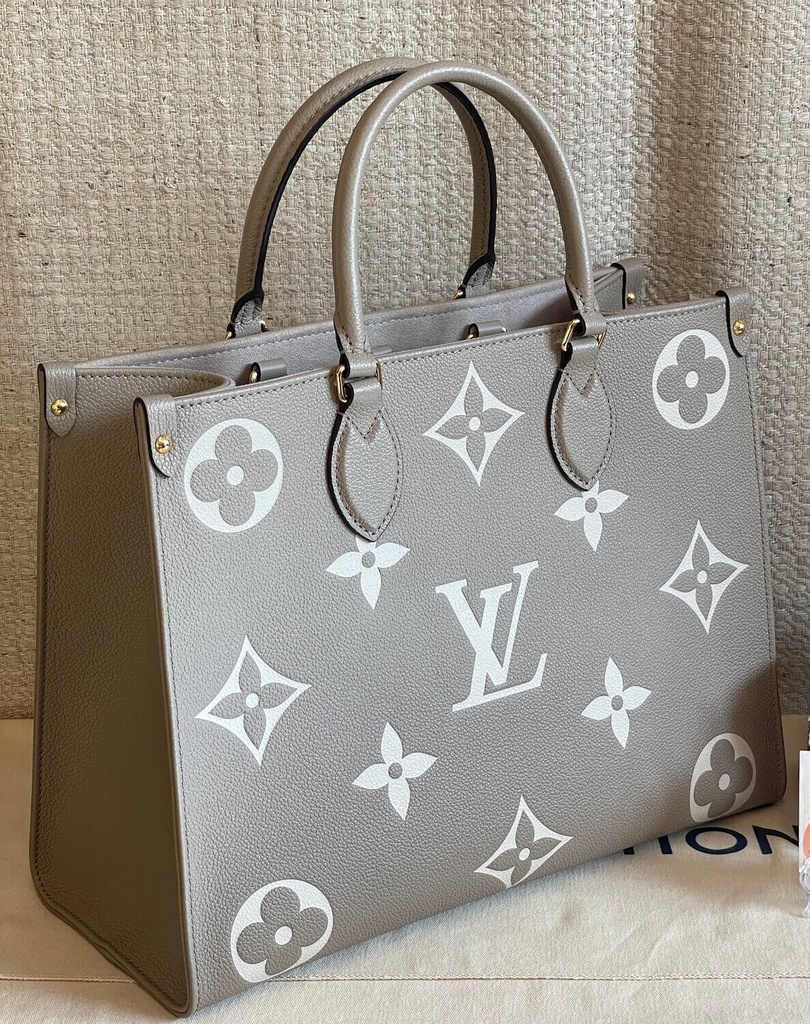 100 Original Louis Vuitton Onthego MM bicolor Dune Tourterelle